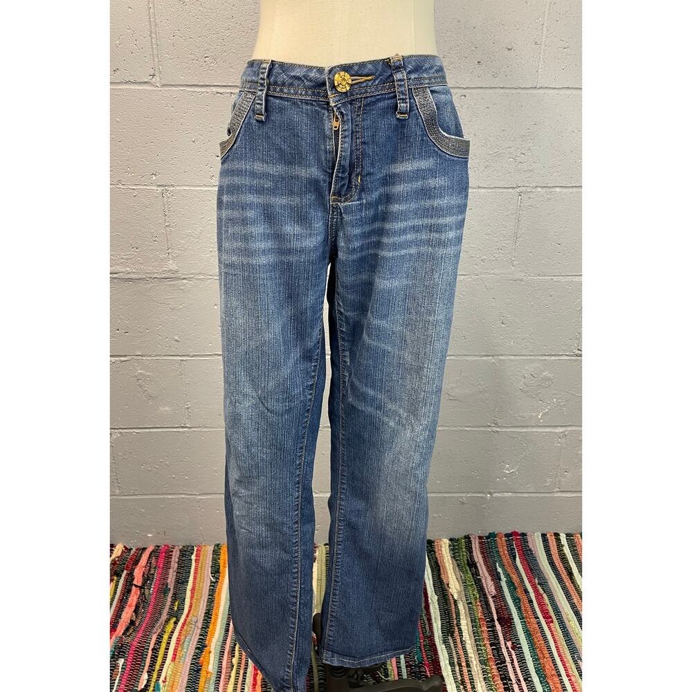 Vintage Y2K Low Rise Phat Fashions Baby Phat Jeans SZ 11 Embroidered Pockets